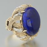 Retro Lapis and Diamond Cocktail Ring