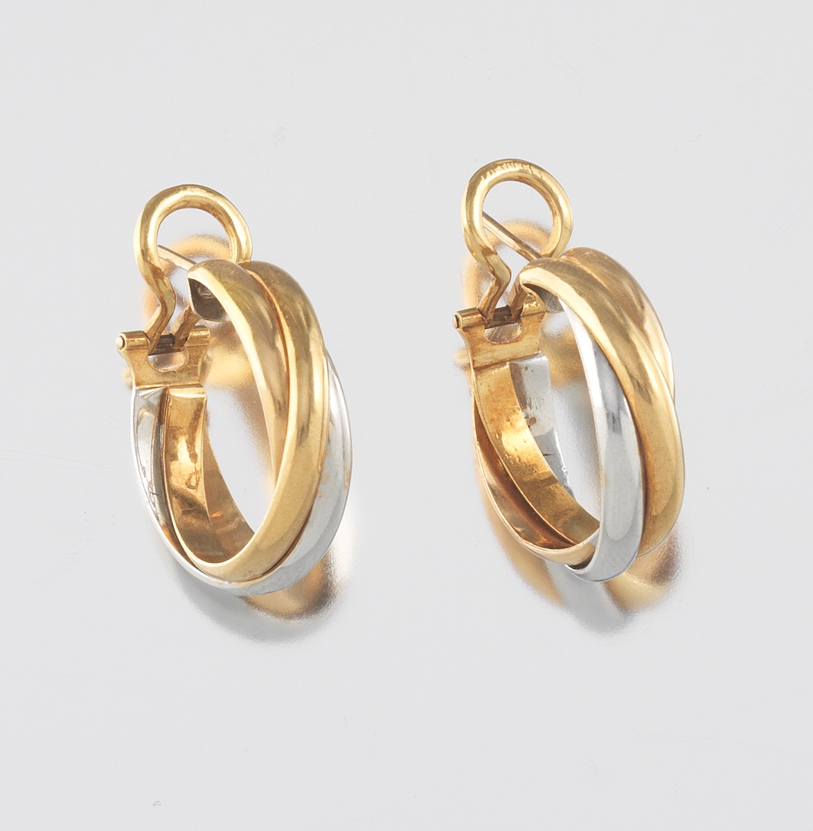 Pair of Cartier-Style Trinity Gold Hoop Earrings - Image 7 of 7