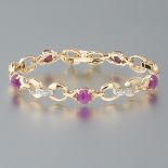 Ladies' Gold, Star Ruby and Diamond Bracelet