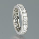 Platinum and Emerald Cut Diamond Eternity Band