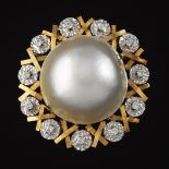 Mabe Pearl, Gold and Diamond Brooch