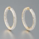 Ladies' Impressive Gold and 6.75 ct Total Diamond Pair of Large Inside and Out Hoop Earrings