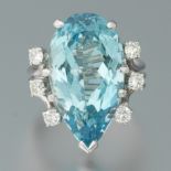 14.66 Carat Aquamarine and Diamond Ring