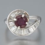 Ladies' Platinum, Natural Ruby and Diamond Ring