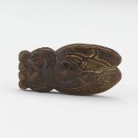 Chinese Archaic Carve Russet Nephrite Jade Cicada Ornament