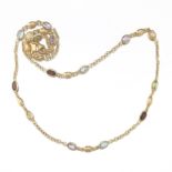 Ladies' Italian Gold and Multicolor Gem Necklace