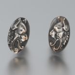 Carter Howe & Co. Art Nouveau Blackened Rose Gold Pair of Lion Cufflinks