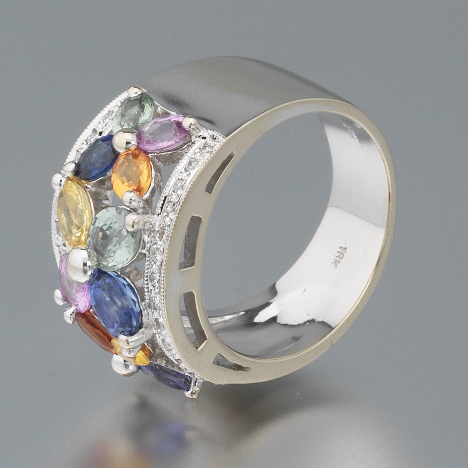 Ladies' Color Sapphire, Diamond and Gold Ring - Image 8 of 8