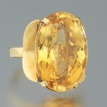 Ladies's Vintage Gold and Amber Citrine Cocktail Ring