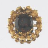 14k Yellow Gold Bloodstone Cabochon Wreath Brooch