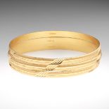 Ladies' High Carat Gold Three Diamond Cut Design Bangles