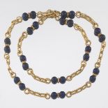 Carved Lapis and Gold Chain Necklace