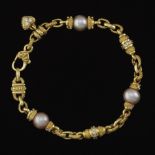 Judith Ripka Gold, Pearl and Diamond Bracelet