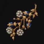 Ladies' Gold, Enamel and Pearl Brooch