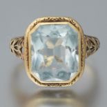 Victorian Gold and Aquamarine Filigree Ring