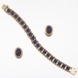 Ladies' Gold and Lapis Bracelet and Ear Clips