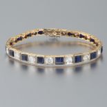 Ladies' Art Deco Platinum, Gold, Blue Sapphire and Diamond Bracelet