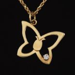 Ladies' Gold and Diamond Butterfly Pendant on Chain