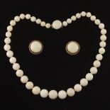 Retro White Coral Necklace and Earrings