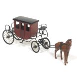 Williamsburg Colonial Style Carriage and Leather Sculpture Horse by Byers