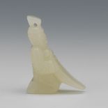 Chinese Carved White Celadon Jade of Court Official with Cicada