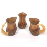A. Fernandez Carved Olive Wood and Ram's Horn Drinking Set