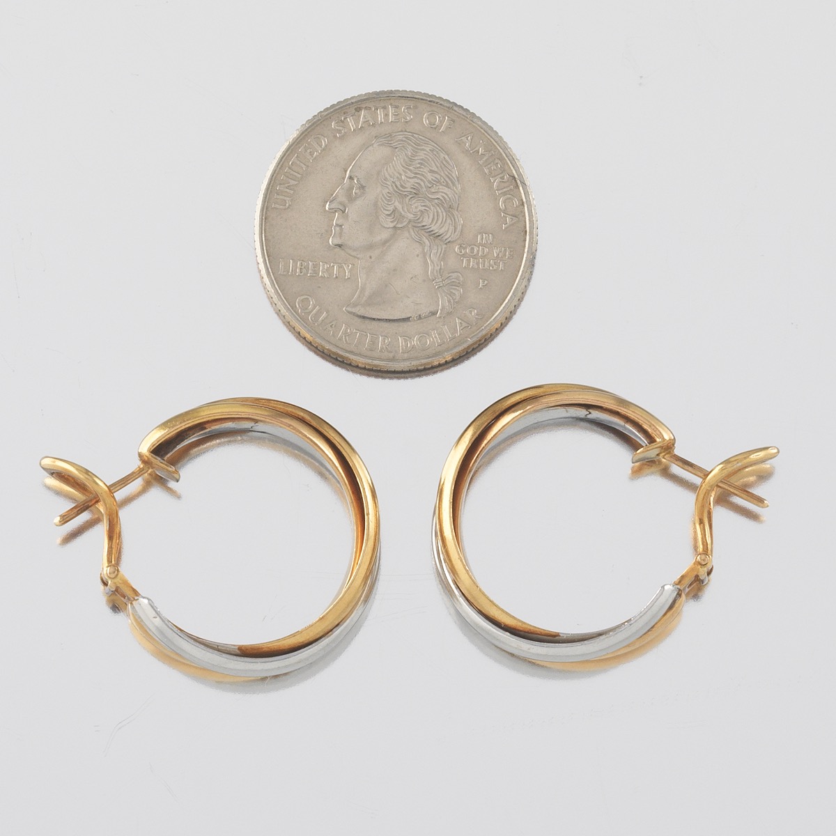 Pair of Cartier-Style Trinity Gold Hoop Earrings - Image 3 of 7