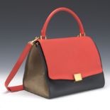 Celine Large Tricolor Trapeze Satchel