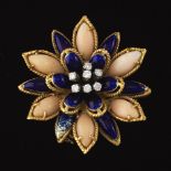 Cartier Coral, Enamel and Diamond Brooch