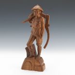 Chinese Cultural Revolution Carved Mahogany Figure of Worker