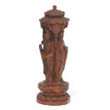 Chinese Huanyanmu (Boxwood) Wood Triple Buddha in Manifestation of Goddess GuanYin