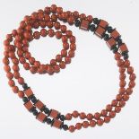 Two Burnt Orange Agate and Onyx Necklaces
