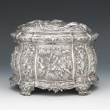 Medieval Revival Style Sterling Silver Jewellery Casket