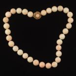 Vintage Impressive Angel Skin Coral Bead and Gold Necklace