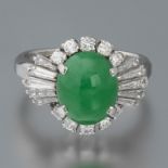 Platinum, Jade and Diamond Ring