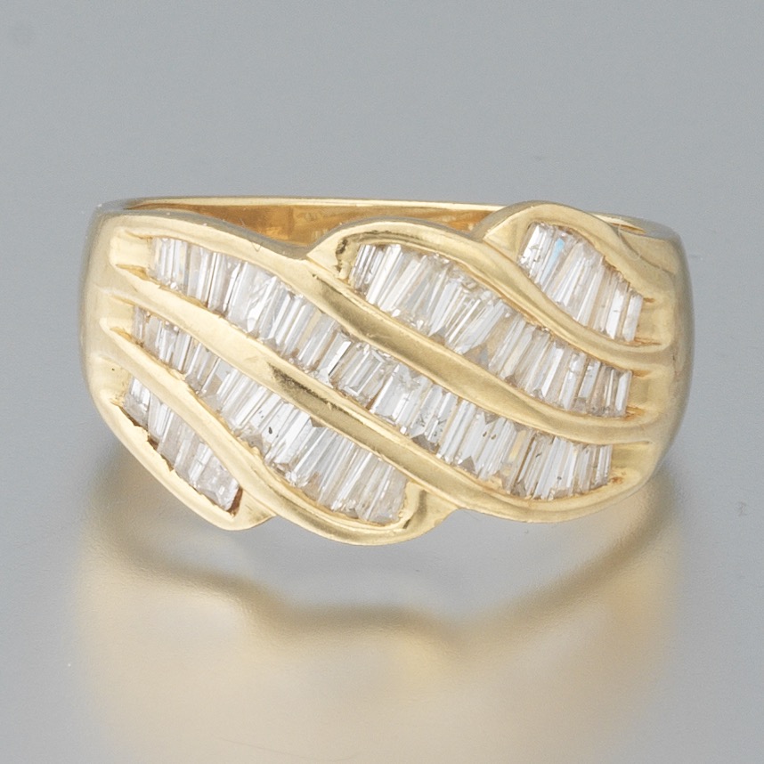 Ladies' Gold and Diamond Scroll Ring