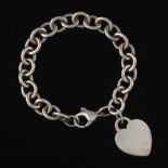 Tiffany & Co. Sterling Silver Link Bracelet with Heart Charm