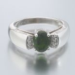 Ladies' Gold, Natural Green Chrome Diopside and Diamond Ring, Carte Blue PGSL Report 450800053