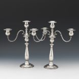 Matthews Co. Sterling Silver Pair of Three-Light Candelabra