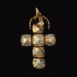 English Masonic 9k Gold and Silver Secret Orb Cross Pendant