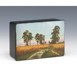 Russian Hand Painted Lacquer Wood Vanity/Jewelry Box, after Ivan Shishkin (1832 - 1898)