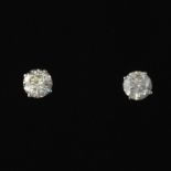 Ladies' Pair of Gold and 1.67 ct Total Diamond "Martini Glass" Ear Studs