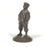 Silvered Bronze Figure of a Newsboy, late 19th Century