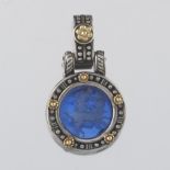 Ladies' Vintage Flli Menegatti Gold, Sterling Silver and Venetian Glass Carved Intaglio Pendant