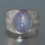 Ladies' Platinum, Diamond and 13.2 ct Blue Star Sapphire Ring