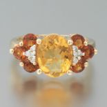Gold, Amber Citrine and Diamond "Autumn Harvest" Fashion Ring