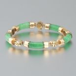 Ladies' Gold and Green Jadeite Jade Bracelet