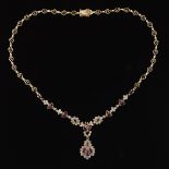 Ladies' Pink Sapphire and Diamond Necklace