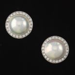 Pair of SPARK Mabe Pearl and Diamond Earrings