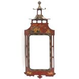 Victorian Chinoiserie Style Craved and Lacquered Wall Mirror, ca. 19th Century